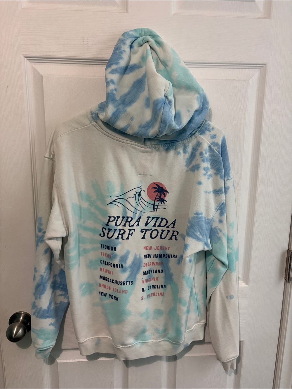 Pura Vida Light Blue & White Tie-Dye Hoodie